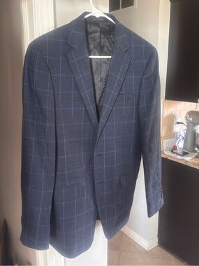 Calvin Klein Navy Windowpane Sport Coat